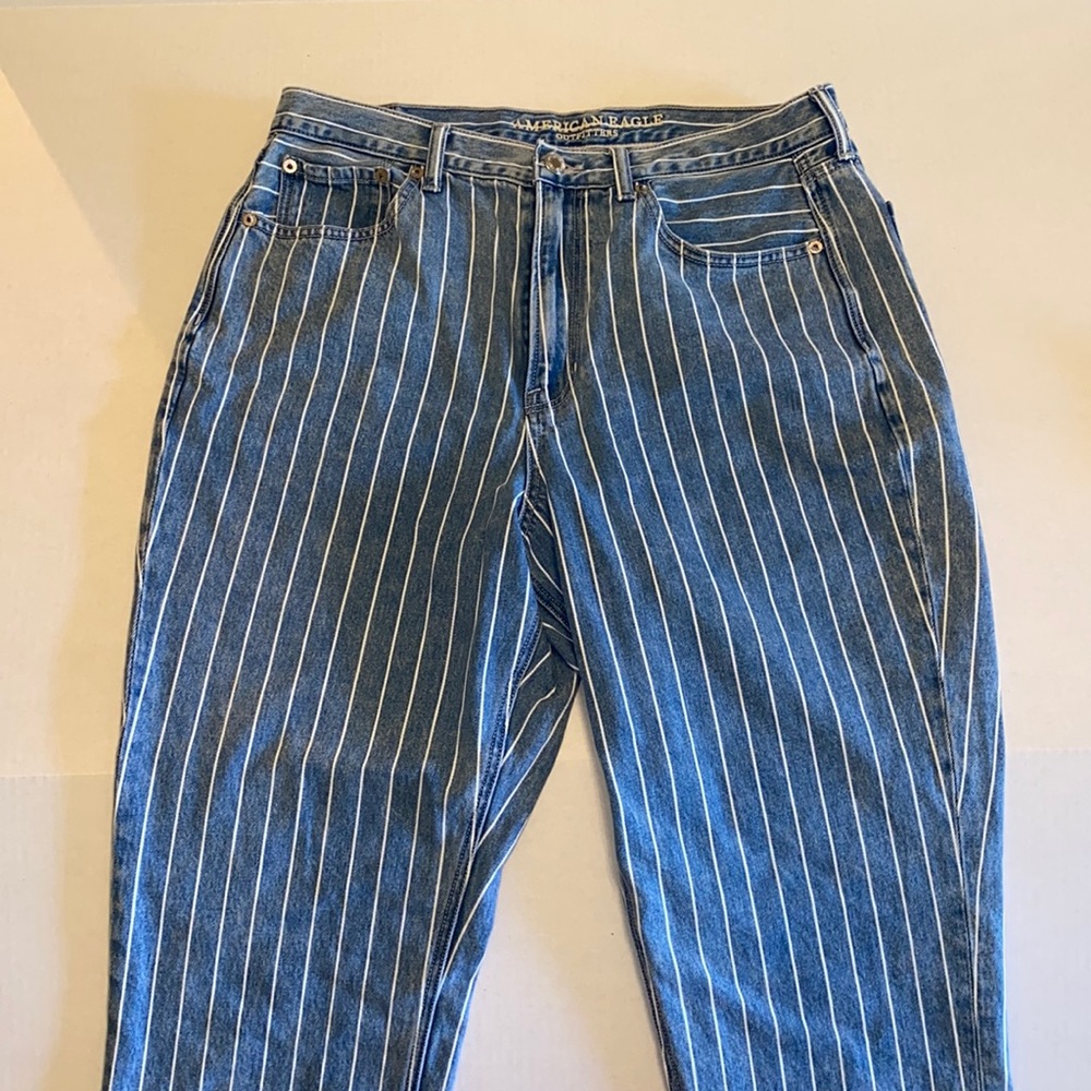 Striped American Eagle Mom Jeans